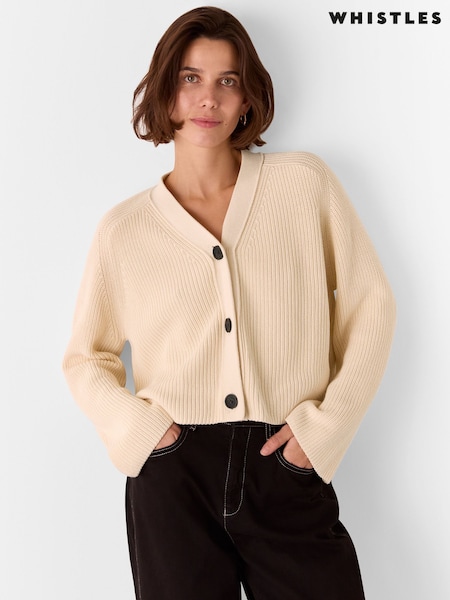 Whistles Cream Petite Nala 100% Cotton Cream Cardigan (F93194) | £99