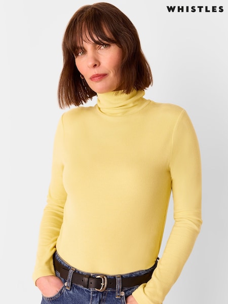 Whistles Yellow Essential Ribbed Polo T-Shirt (F93218) | £59