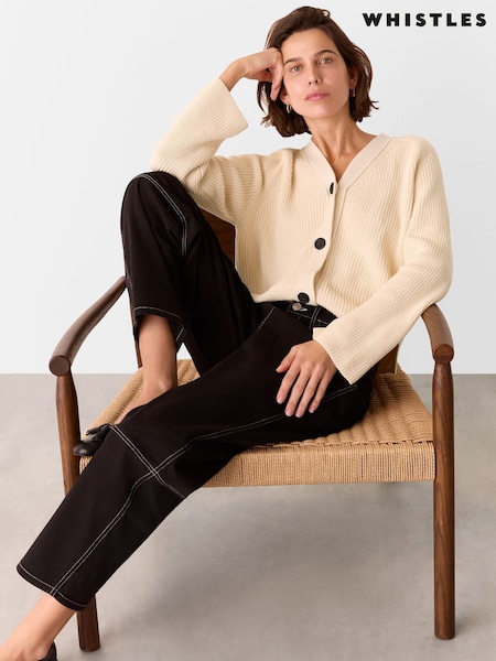 Whistles Cream chrome Petite Petite Nala 100% Cotton Cream Cardigan (F93247) | £99