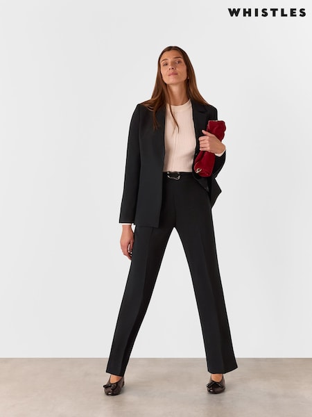Whistles Black Corinna Belted Crepe Trousers (F93248) | £139