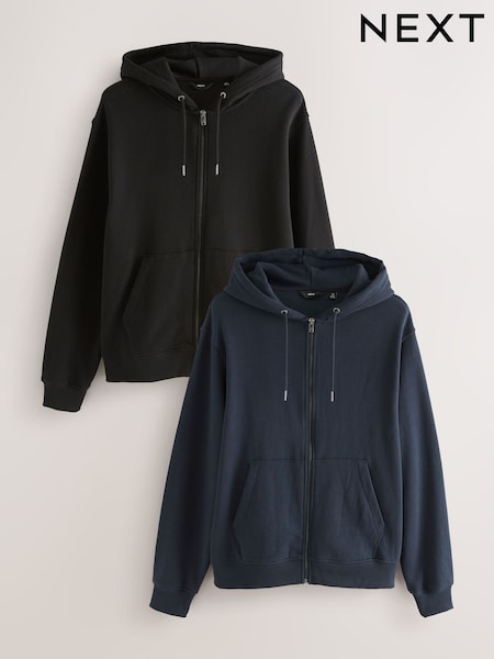 Black/Grey Zip Through Hoodies 2 Pack (F93278) | £58
