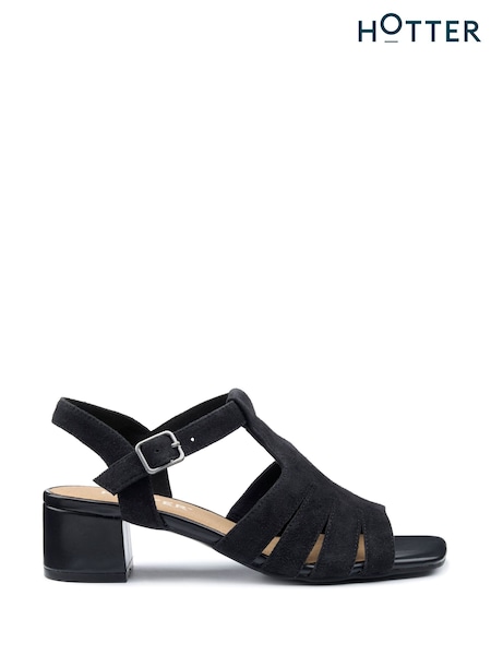 Hotter Black Regular Fit Portofino II Buckle Sandals (F93329) | £79