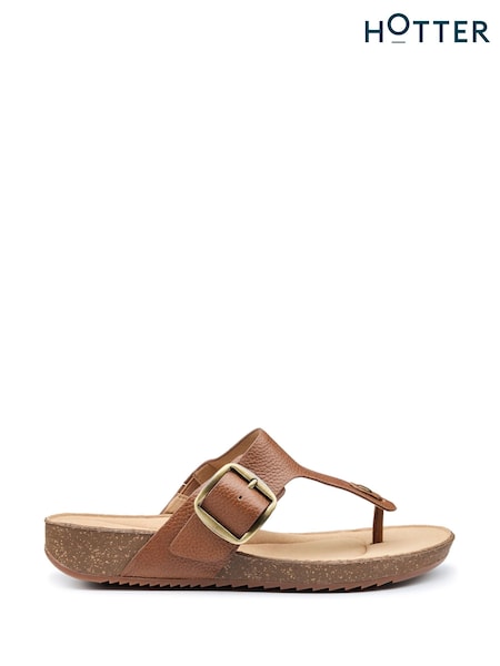 Hotter Brown Regular Fit Resort Slip-On Buckle Sandals (F93344) | £69