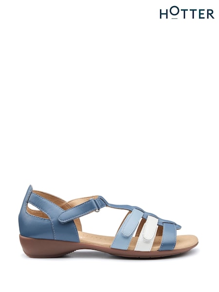 Hotter Blue Regular Fit Solei Touch Fastening Sandals (F93348) | £85
