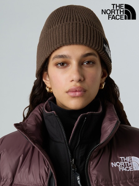 The North Face Brown Logo Box Cuffed Beanie (F93389) | £28