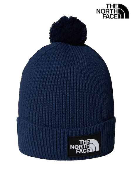The North Face Blue Logo Box Pom Beanie (F93401) | £28