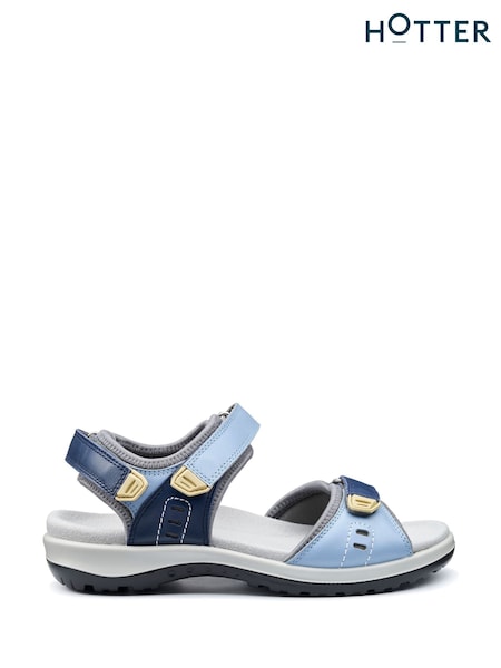 Hotter Blue Wide Fit Walk II Touch-Fastening Sandals (F93430) | £89