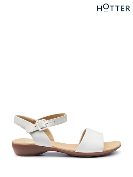 Hotter White Regular Fit Tropic Buckle Sandals (F93447) | £69