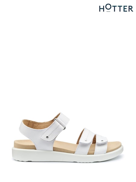 Hotter White Regular Fit Venice Touch-Fastening Sandals (F93456) | £79