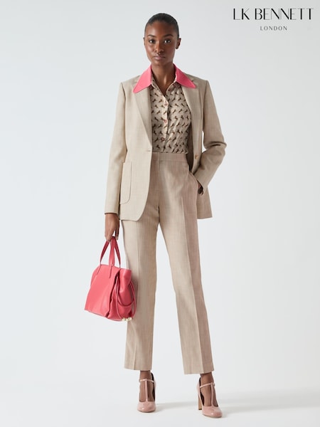 LK Bennett Grey Amelia Belted Single Breasted Jacket (F93472) | £349