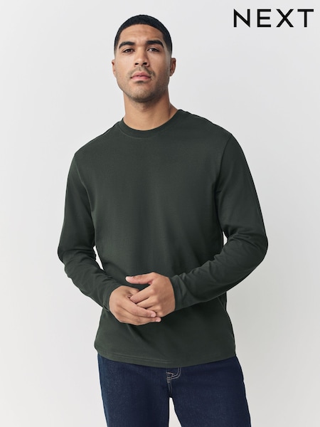 Green Regular Fit Long Sleeve Crew Neck T-Shirt (F93562) | £10