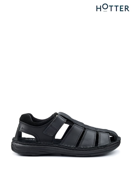 Hotter Black Regular Fit Dock II Touch-Fastening Sandals (F93760) | £79