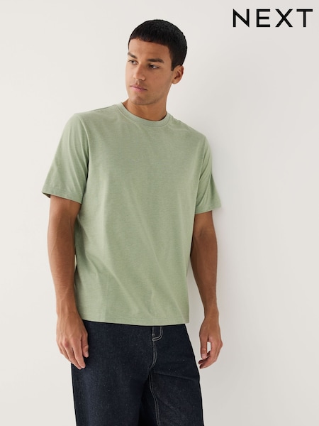 Green Marl Regular Fit Essential Crew Neck Cotton T-Shirt (F93782) | £8