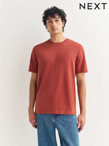 Orange Marl Regular Fit Essential Crew Neck Cotton T-Shirt (F93783) | £8