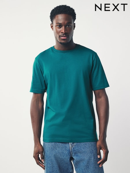 Teal Blue Regular Fit Essential Crew Neck Cotton T-Shirt (F93784) | £8