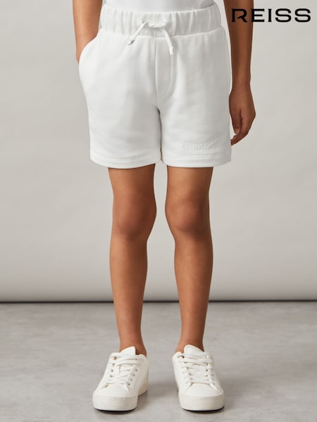 Reiss Off White Perry Cotton Brand-Embroidered Shorts (F93807) | £32