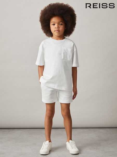 Reiss Off White Tane Cotton Palm-Embroidery Oversize T-Shirt (F93808) | £22