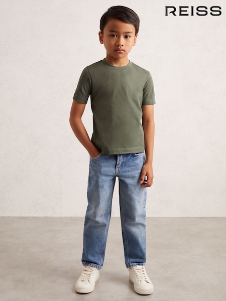 Reiss Dark Sage Bless Cotton Crew-Neck T-Shirt (F93810) | £9