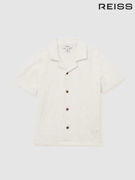 Reiss Off White Ackling Stretch-Cotton Textured Shirt (F93819) | £40