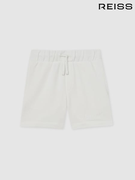 Reiss Off White Perry Cotton Brand-Embroidered Shorts (F93822) | £34