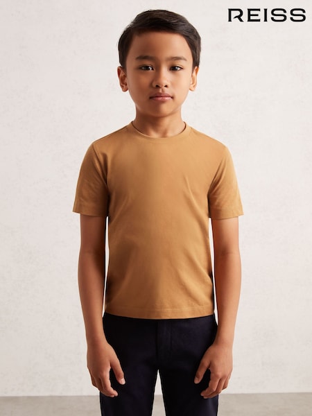 Reiss Tan Brown Bless Cotton Crew-Neck T-Shirt (F93829) | £12