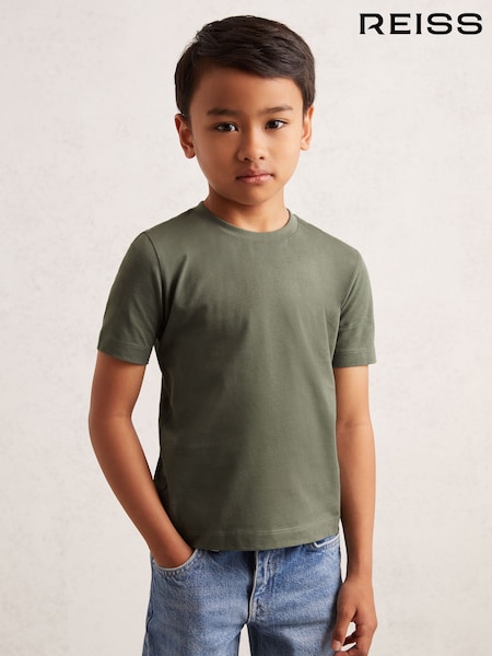 Reiss Dark Sage Bless Cotton Crew-Neck T-Shirt (F93832) | £12