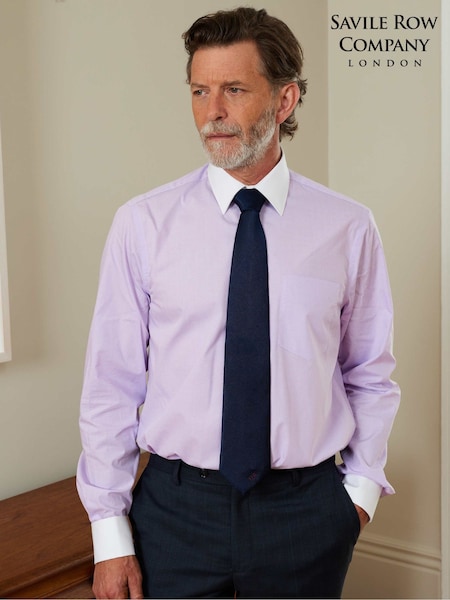 The Savile Row Company Purple Classic Fit 100% Cotton Fine Check Winchester Formal Shirt (F93879) | £55