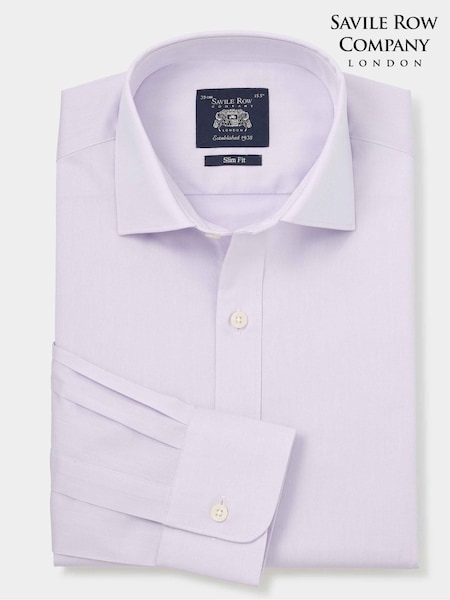 The Savile Row Company Slim Fit Purple Twill Single Cuff Formal 100% Cotton Shirt (F93892) | £55