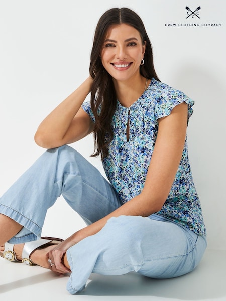 Crew Clothing Blue Dara Floral Blouse (F93913) | £39