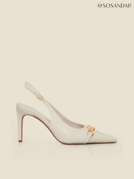 Sosandar White Chain Detail Slingback Court Shoes (F93930) | £89