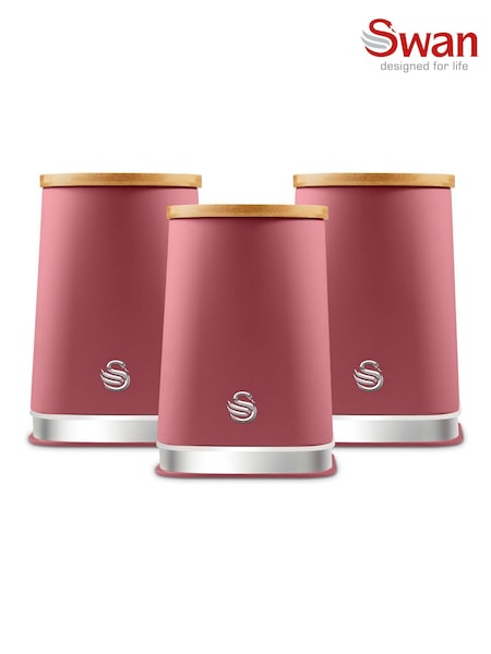 Swan Set of 3 Fuchsia Rose Kitchen Storage Canisters with Non Slip Bases (F93961) | £33