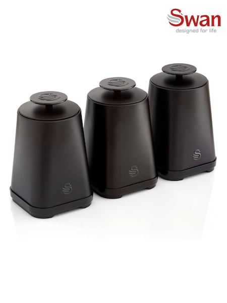 Swan Black Stealth Set of 3 Storage Canisters (F93968) | £35