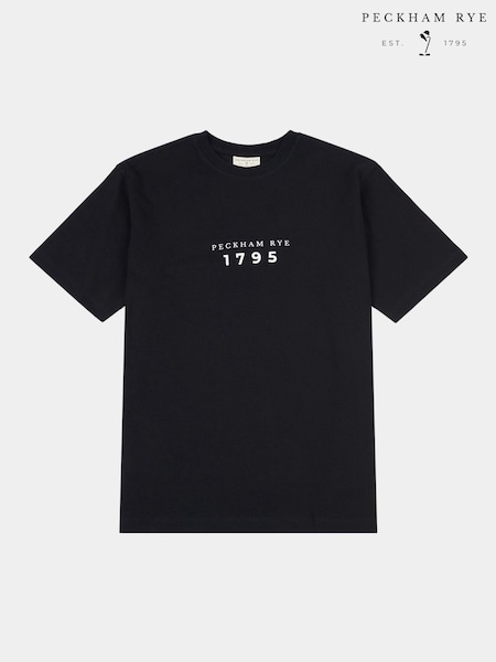 Peckham Rye Black Mens Print 100% Cotton T-Shirt (F94008) | £35