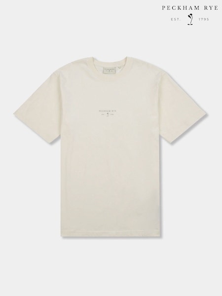 Peckham Rye Cream Mens Logo 100% Cotton T-Shirt (F94011) | £35