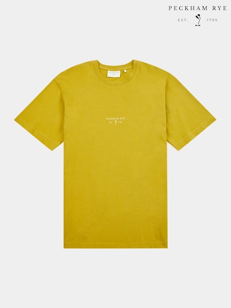 Peckham Rye Yellow Mens Logo 100% Cotton T-Shirt (F94013) | £35