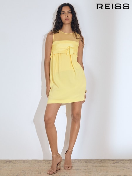Reiss Lemon Liliana Atelier Ribbon-Tie Corset Shift Dress (F94036) | £395