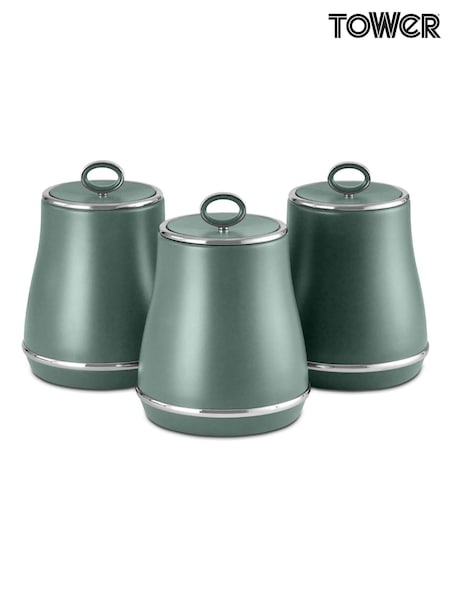 Tower Set of 3 Forest Green Renaissance Storage Canisters (F94088) | £40