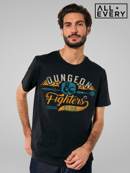 All + Every Black Mens Dungeons & Dragons Fighters Club Copy 2 T-Shirt (F94097) | £25