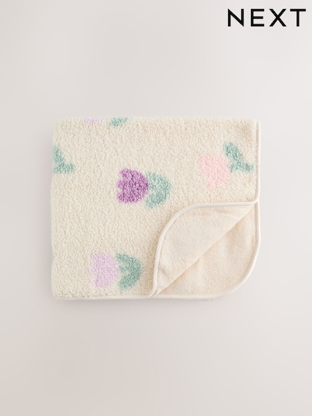 Cream Floral Baby Fleece Blanket (F94139) | £14