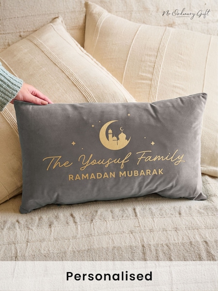 Personalised Ramadan and Eid Celebration Velvet Cushion by No Ordinary Gift (F94160) | £38