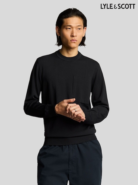 Lyle & Scott Black Cargo Crew Neck Jumper (F94241) | £100