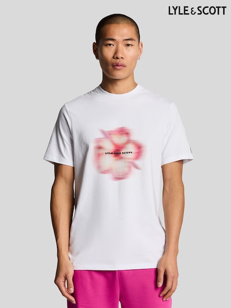 Lyle & Scott White Motion Floral Graphic 100% Cotton T-Shirt (F94242) | £40
