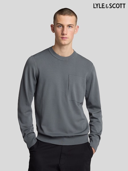 Lyle & Scott Grey Cargo Crew Neck Jumper (F94243) | £100