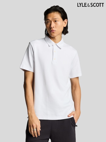 Lyle & Scott White Twill Texture Polo Shirt (F94254) | £75