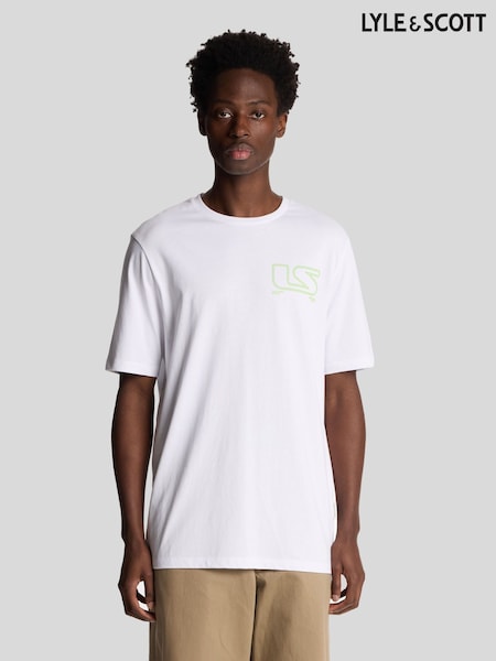 Lyle & Scott White 100% Cotton Polaroid Graphic T-Shirt (F94315) | £40