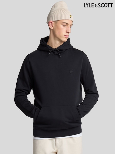 Lyle & Scott Black 100% Cotton Superfine Pullover Hoodie (F94332) | £75