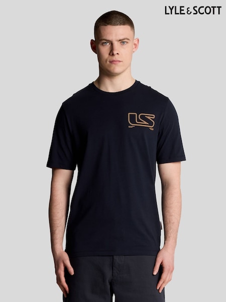 Lyle & Scott Blue 100% Cotton Polaroid Graphic T-Shirt (F94363) | £40
