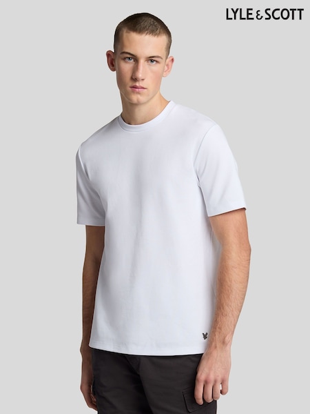 Lyle & Scott White Twill Texture Crewneck T-Shirt (F94374) | £45