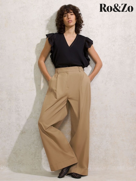 Ro&Zo Brown 100% Cotton Turn Up Hem Chinos (F94411) | £109