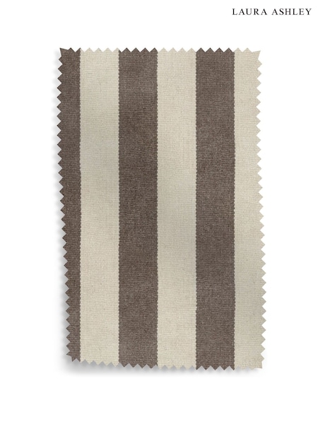 Laura Ashley Dark Truffle Natural Orla Stripe Upholstery Swatch (F94583) | £0